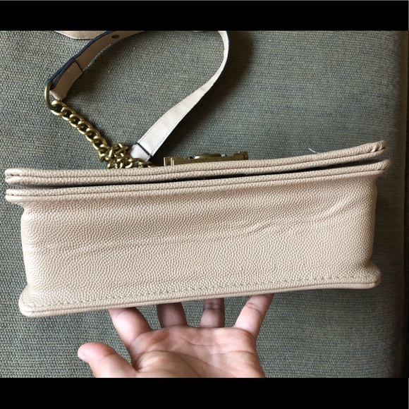 Cream Quilted Crossbody Chain Shoulder Bag Purse - Picture 11 of 13